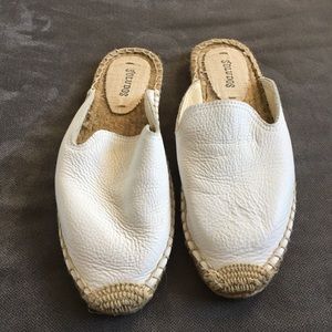 Soludos white leather espadrille slip on flats
